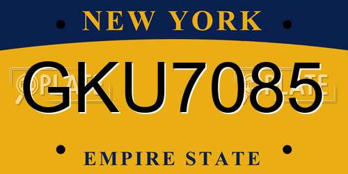 GKU7085 New York License Plate