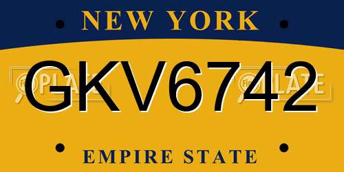 GKV6742 New York License Plate