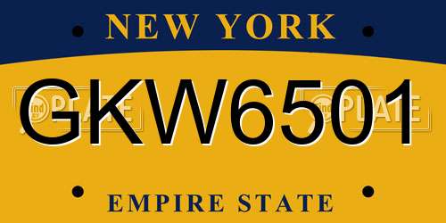 GKW6501 New York License Plate