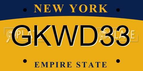 GKWD33 New York License Plate