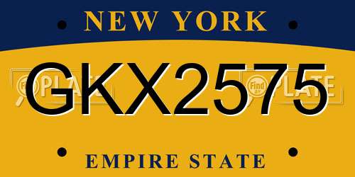 GKX2575 New York License Plate