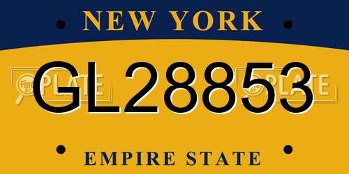 GL28853 New York License Plate