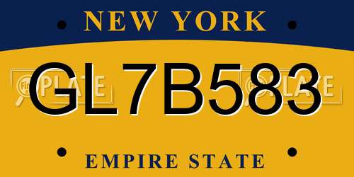 GL7B583 New York License Plate