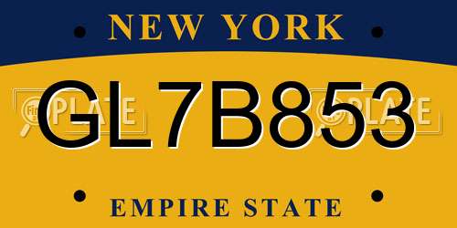 GL7B853 New York License Plate