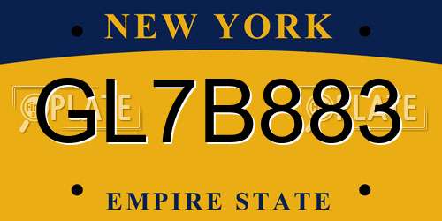 GL7B883 New York License Plate