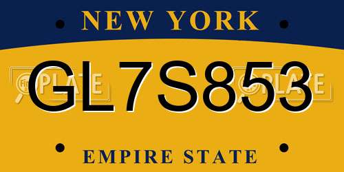GL7S853 New York License Plate
