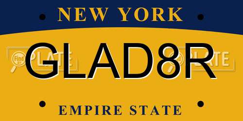 GLAD8R New York License Plate