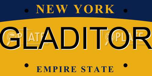 GLADITOR New York License Plate