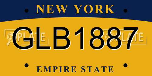 GLB1887 New York License Plate