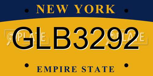 GLB3292 New York License Plate