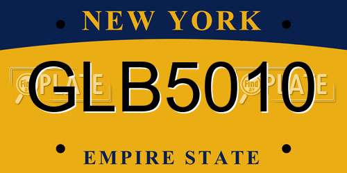 GLB5010 New York License Plate