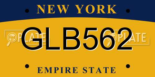 GLB562 New York License Plate