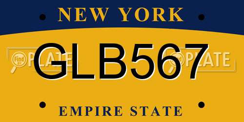 GLB567 New York License Plate