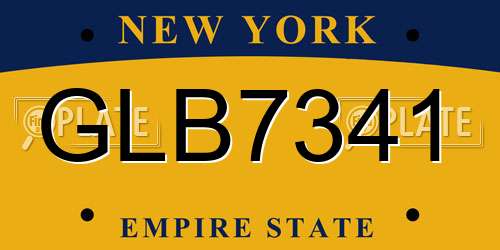 GLB7341 New York License Plate