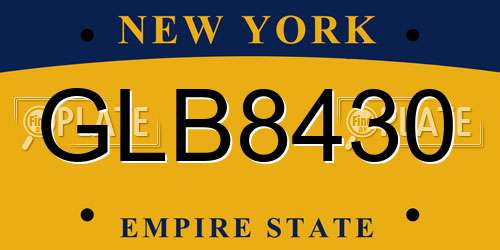GLB8430 New York License Plate
