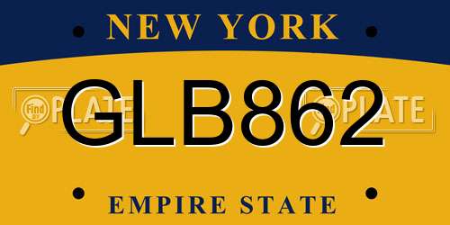 GLB862 New York License Plate