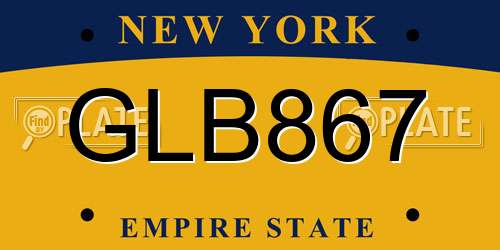 GLB867 New York License Plate