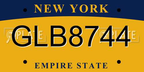 GLB8744 New York License Plate