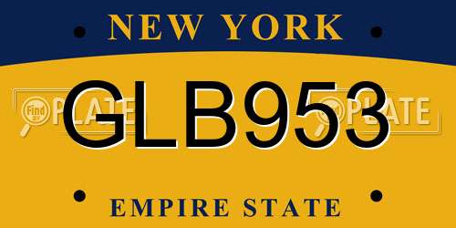 GLB953 New York License Plate