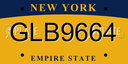 GLB9664 New York License Plate