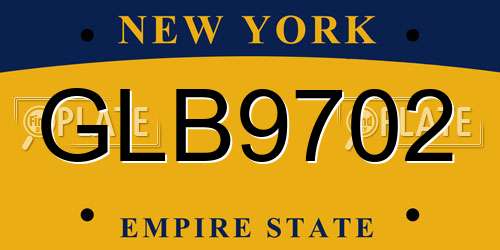 GLB9702 New York License Plate