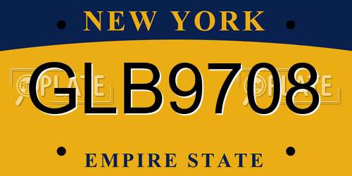GLB9708 New York License Plate