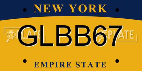 GLBB67 New York License Plate