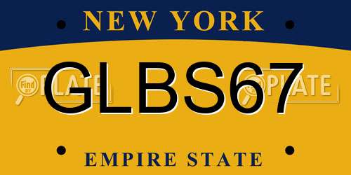 GLBS67 New York License Plate