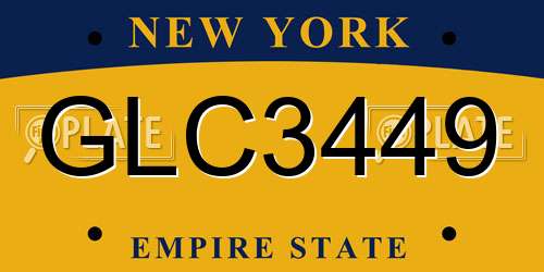 GLC3449 New York License Plate