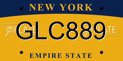 GLC889 New York License Plate