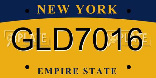 GLD7016 New York License Plate