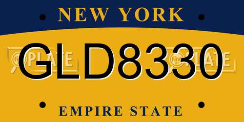GLD8330 New York License Plate