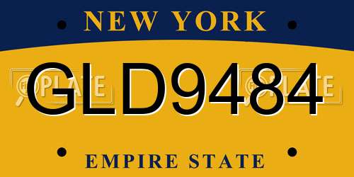 GLD9484 New York License Plate