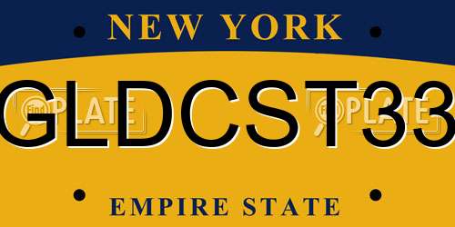 GLDCST33 New York License Plate
