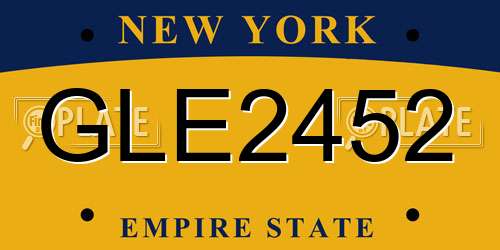 GLE2452 New York License Plate