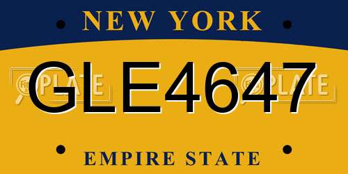 GLE4647 New York License Plate