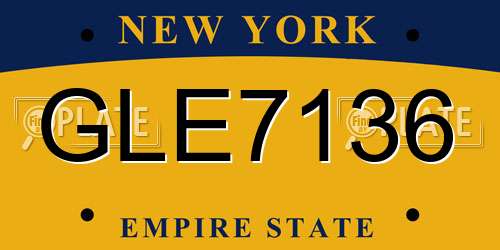 GLE7136 New York License Plate