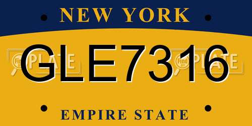GLE7316 New York License Plate