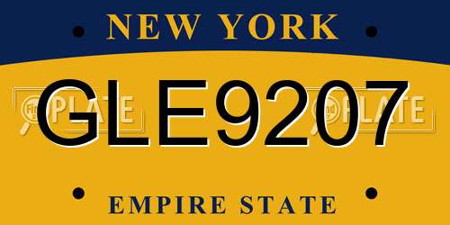 GLE9207 New York License Plate