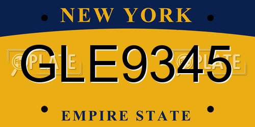 GLE9345 New York License Plate