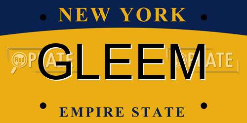 GLEEM New York License Plate