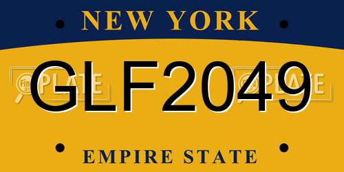 GLF2049 New York License Plate