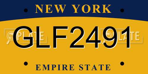 GLF2491 New York License Plate