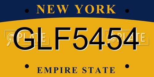 GLF5454 New York License Plate
