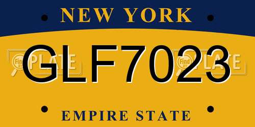 GLF7023 New York License Plate
