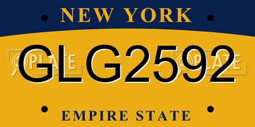 GLG2592 New York License Plate