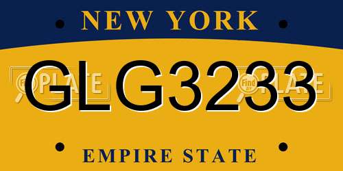 GLG3233 New York License Plate