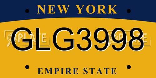 GLG3998 New York License Plate