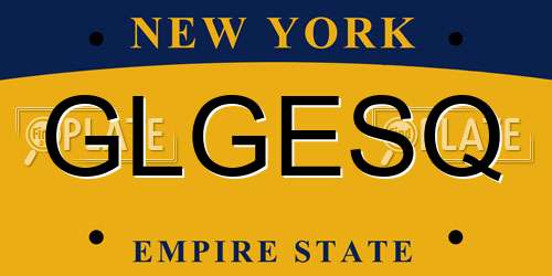 GLGESQ New York License Plate