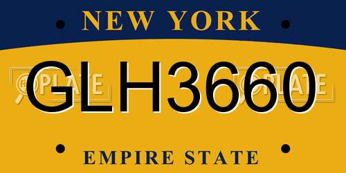 GLH3660 New York License Plate